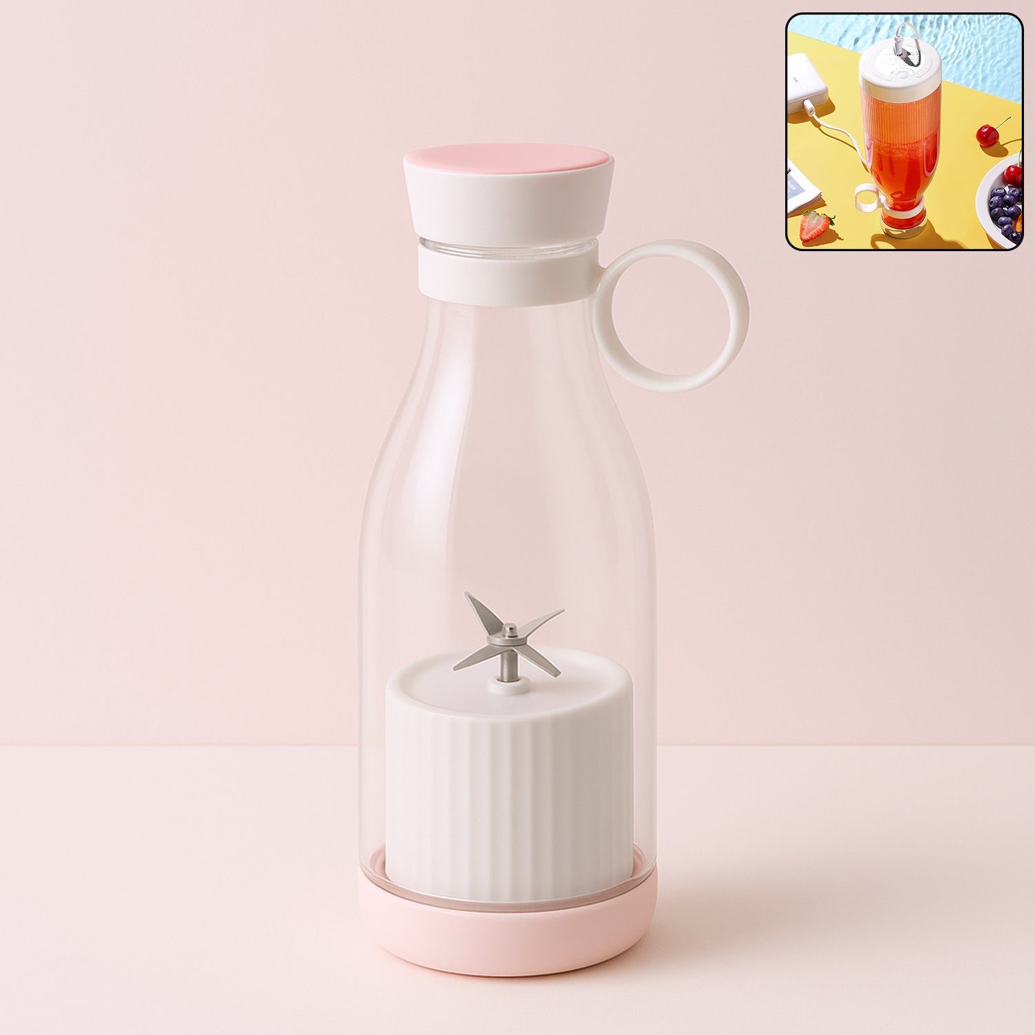 Blender Portable Juicer with 4 Blades 400 Ml Multicolor