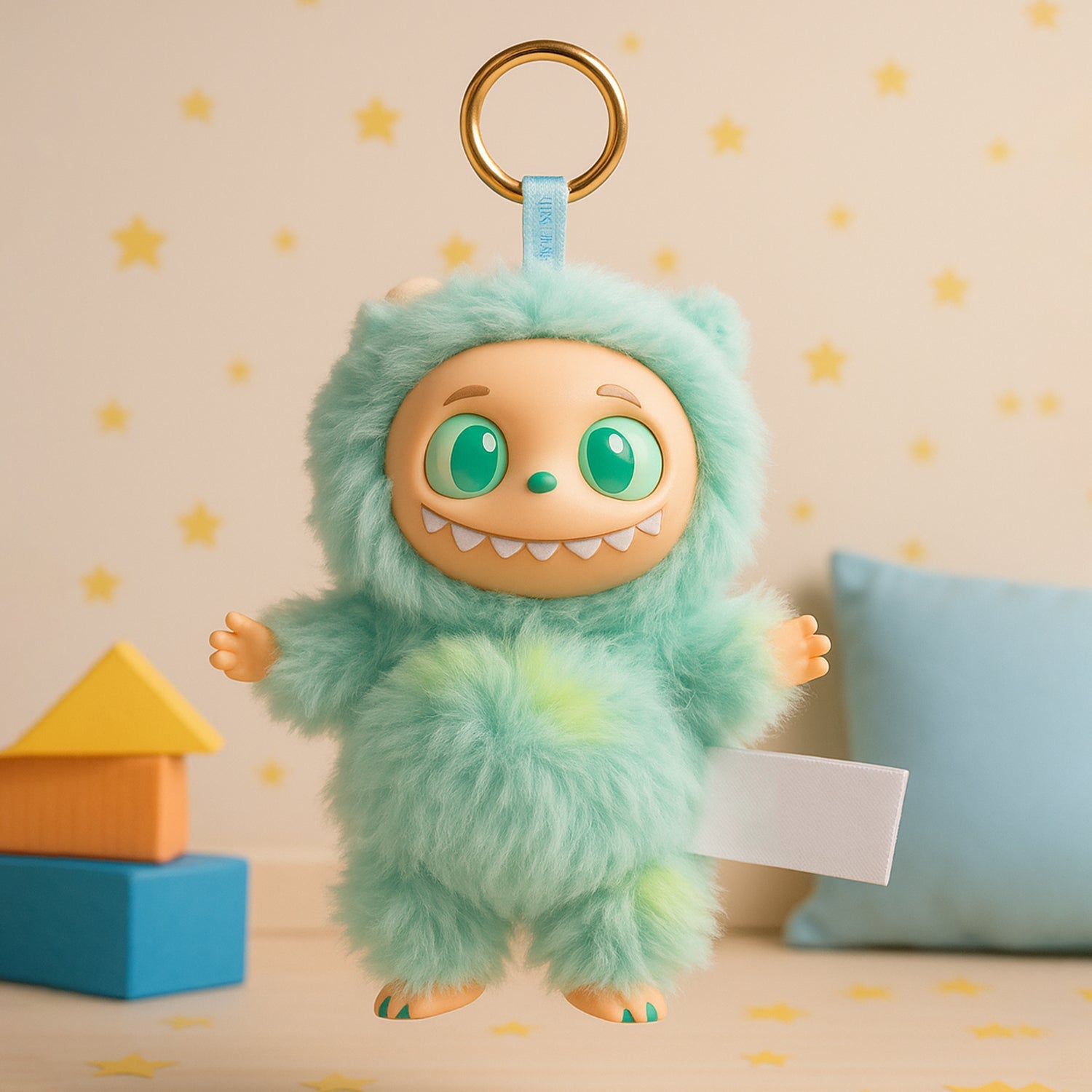 Mint Green Plush Toy Cartoon Keychain with Hook Colorful Animal Mint Green