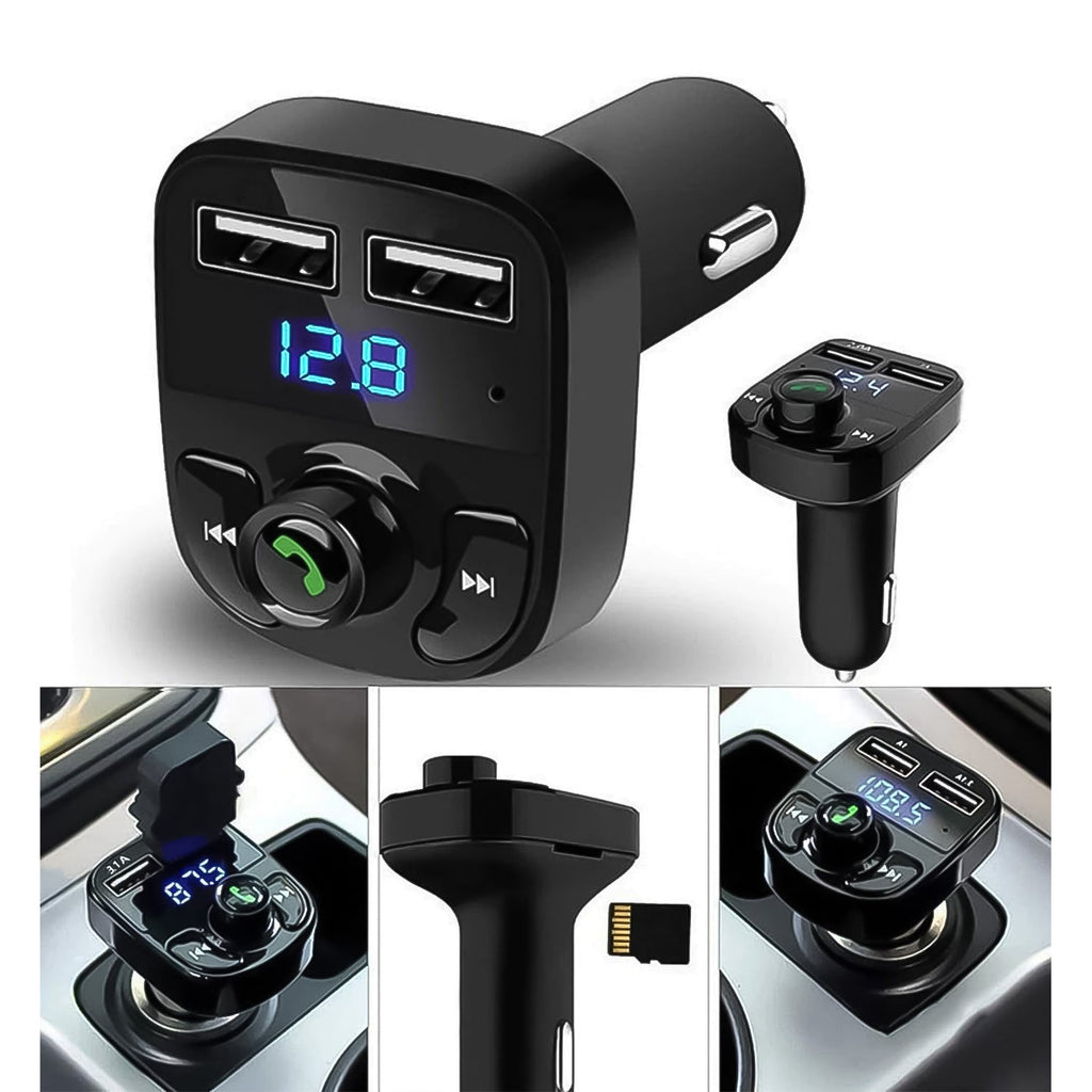 CAR-X8 Bluetooth FM Transmitter Kit with Dual USB Fast Charger