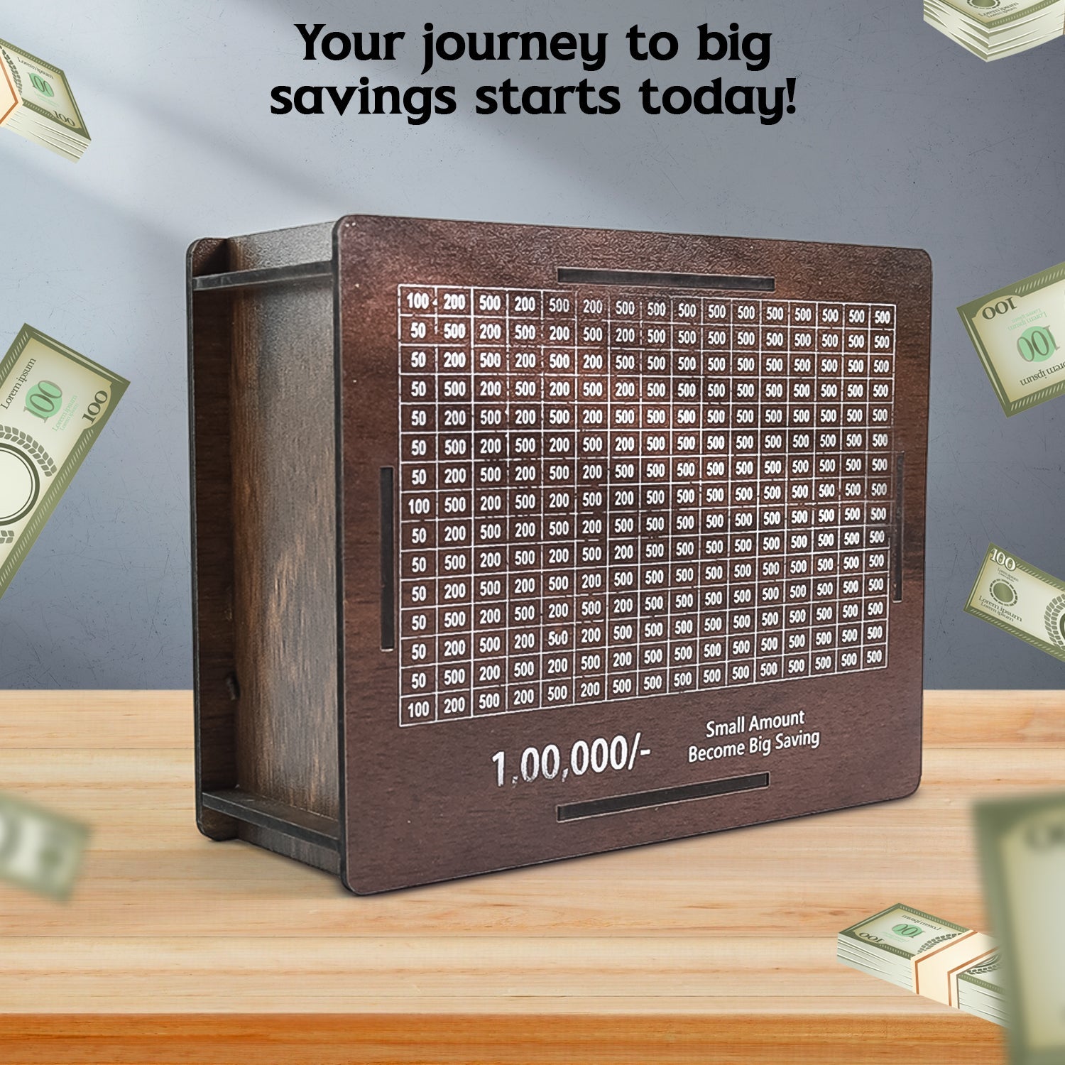 Wooden Money / Piggy Bank, Money Box (1 Pc / 4 sketch Pen)