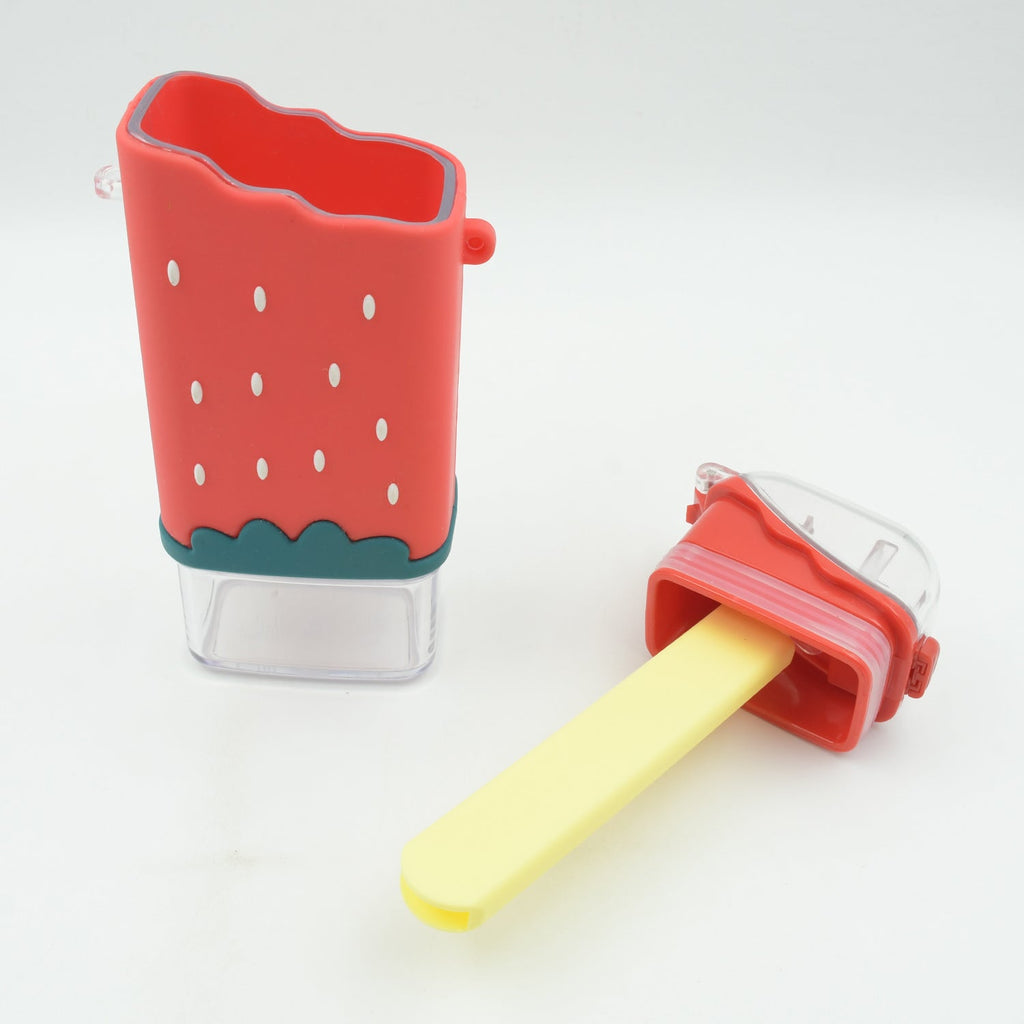 Portable Cute Water Bottle for Kids, Unique Ice Cream Shape water cup, sicle Shaped Plastic Kettle with Straw, Adjustable Shoulder Strap, BPA free, Leakproof (300 ML)