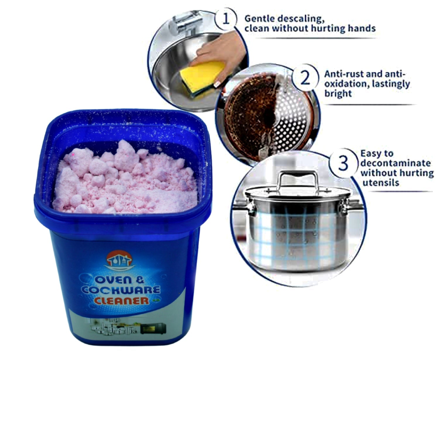 Universal Oven & Cookware Cleaner Powder – Stainless Steel, Pot Stain & Rust Remover