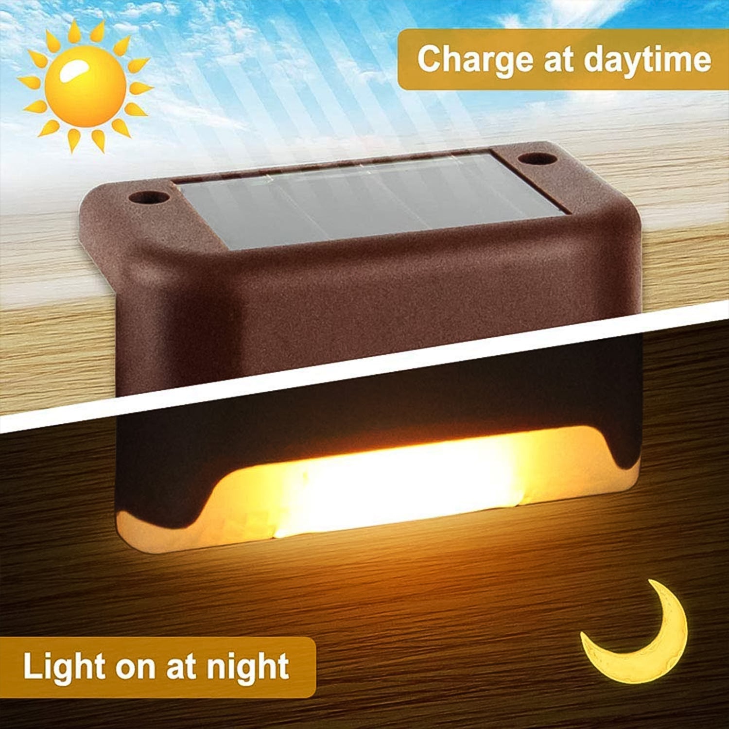 4-Piece Solar Waterproof Garden, Stair & Railing Lights