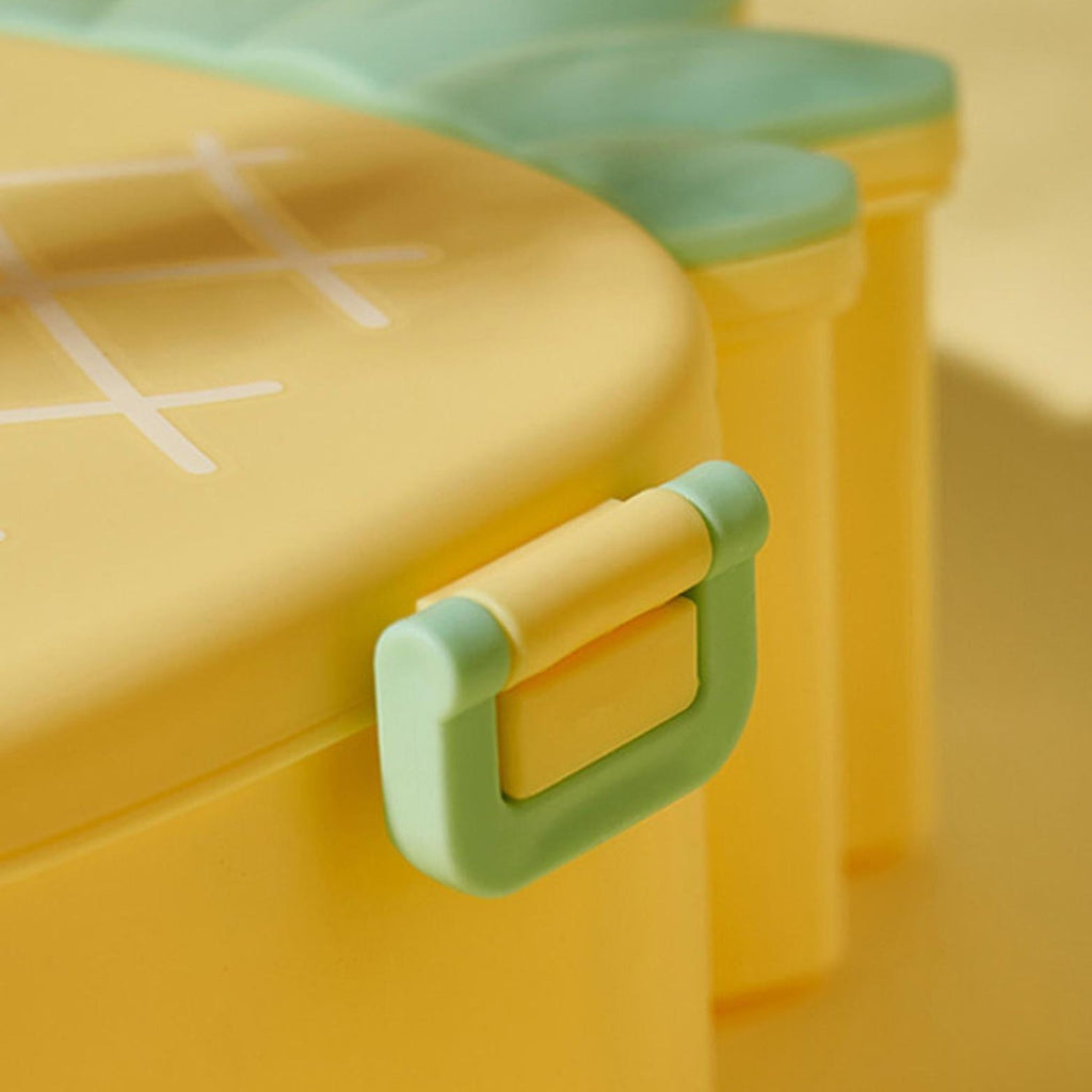 Kids Lunch Box Cute Pineapple Shaped Bento Box with Fork Spoon Snack Container Microwave Portable Office Lunch Box (1 Pc / With Spoon, Fork & Color Box)