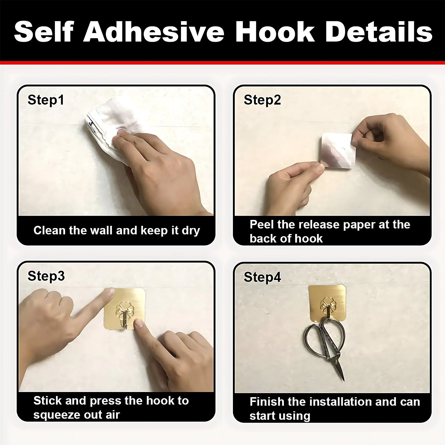 Oil & Water Resistant Sticky Hook for Wall Storage