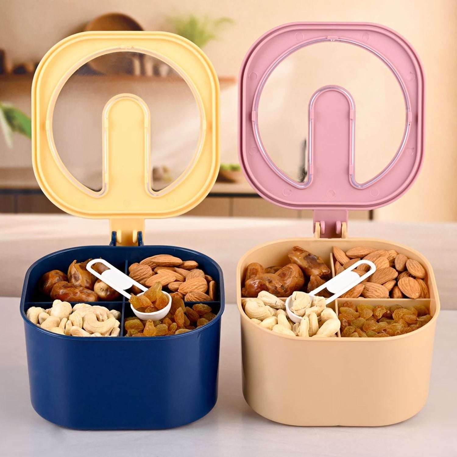 Fancy 4-Section Masala Box for Kitchen Storage (Spice Container)