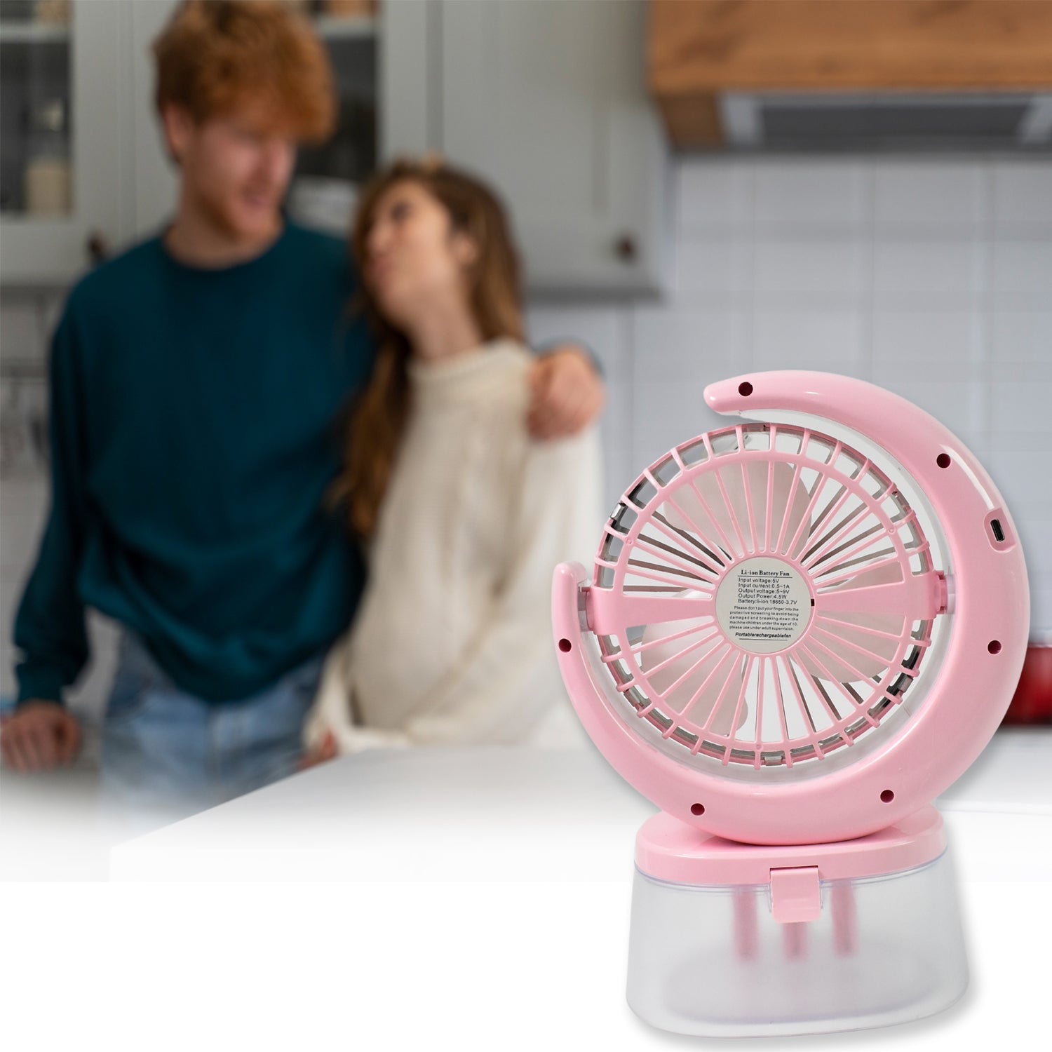 Desktop Fan - Camping Fan with LED Light, Portable Humidifying Fan (1 Pc / Plug & Play Fan)