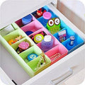 Desktop Storage Organizer Box Set - 5 Grid Compartments for Clothing, Underwear, Socks & Ties (4-Piece)