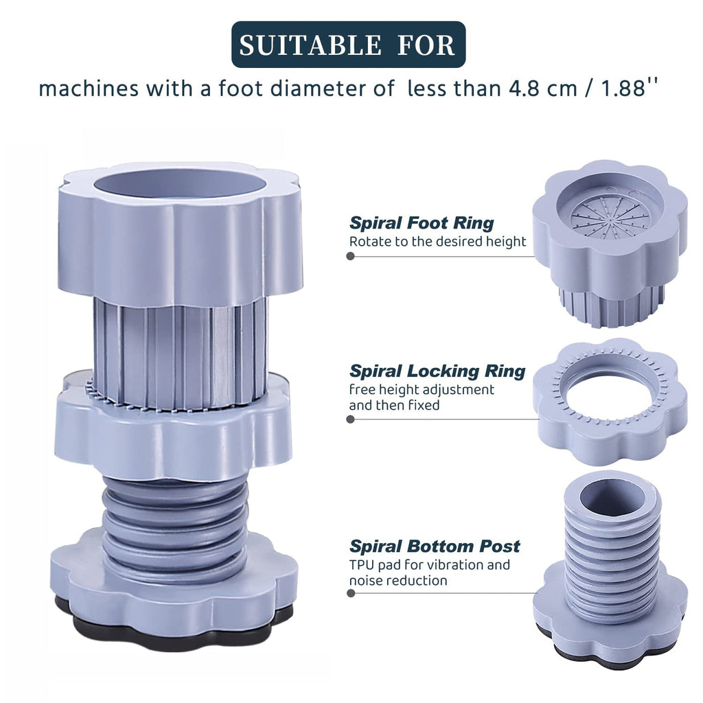 Adjustable Anti-Vibration Washing Machine Support Stand – Non-Slip PVC Lifting Stand (4 Pc Set)