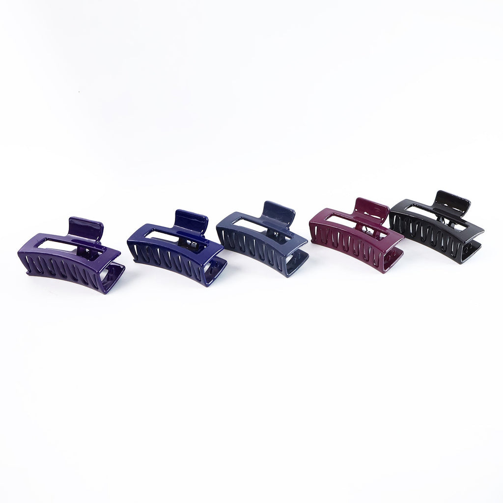 Matte Finish Rectangle Hair Claw Clip for Women and Girls – Assorted Color Pack – 12 Pc