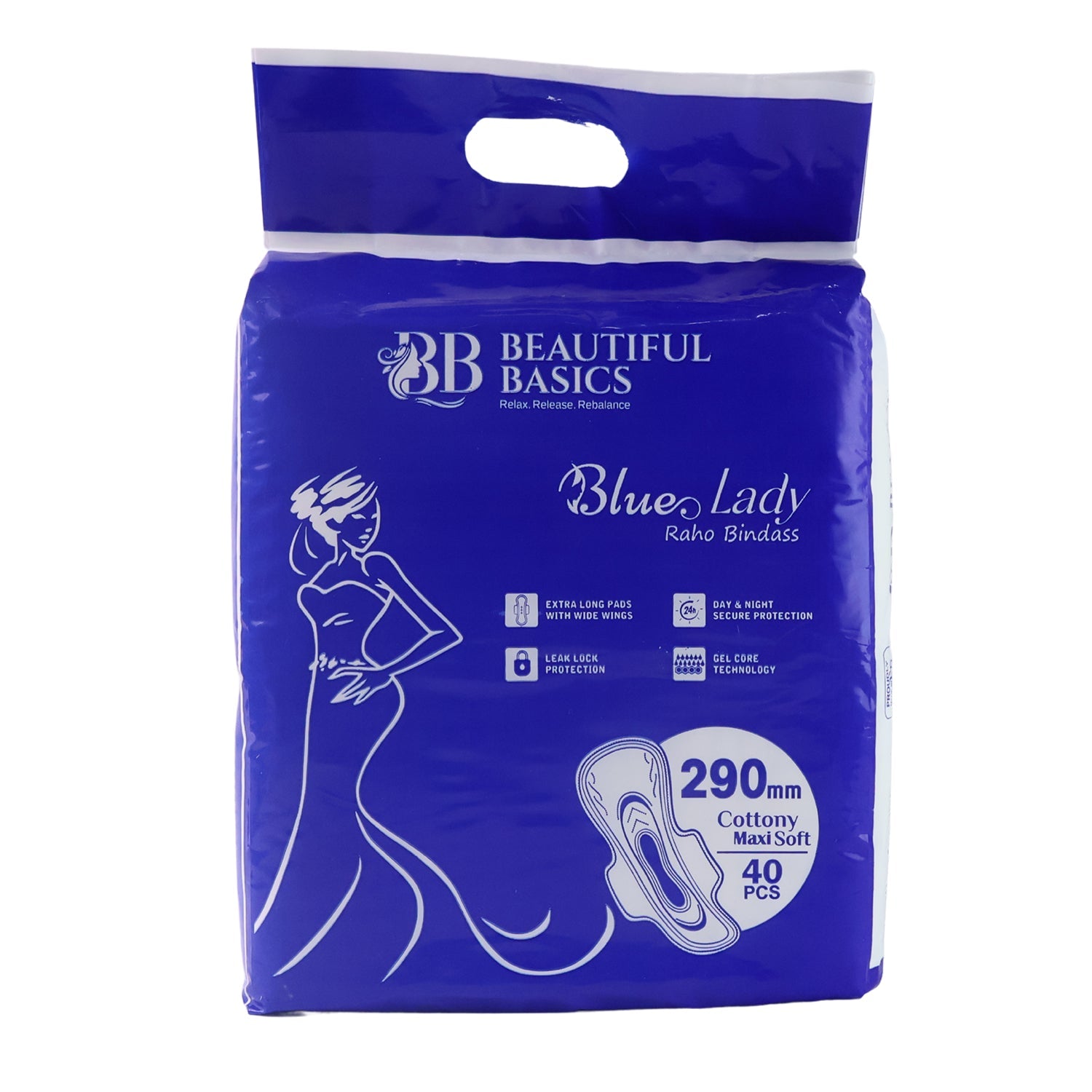 Blue Lady Extra Long Pads With Wides Wings Sanitary Pads – 290 mm, 40-Pack