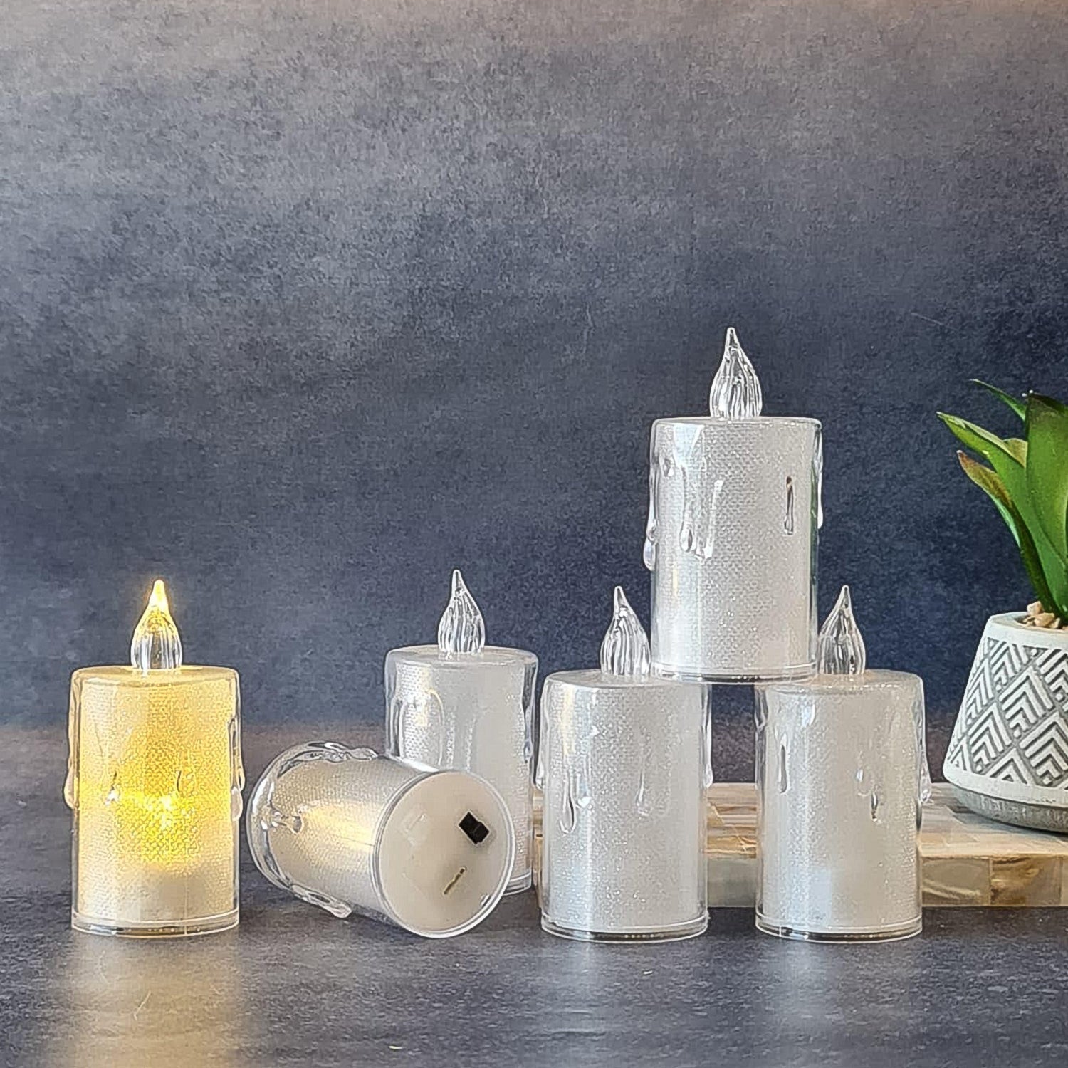 Simple Candles for Home Decoration, Crystal Candle Lights, Diwali