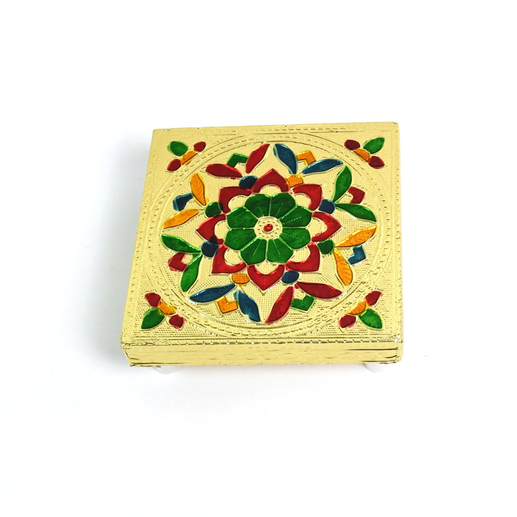 Handicraft Wood Chowki for Pooja , Wooden Bajot (1 Pc / Mix Descign & Color)