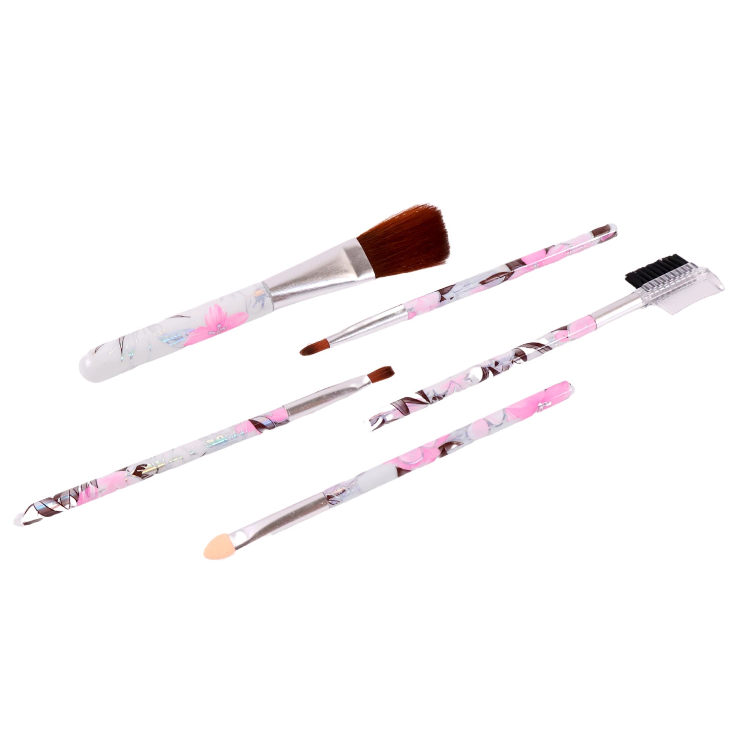 Makeup Brush Set with Floral Motif