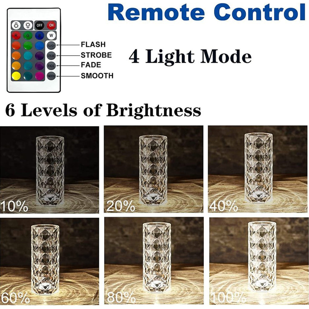 Crystal Touch Night Light for Bedroom Decor (16 Colors, Remote, USB)