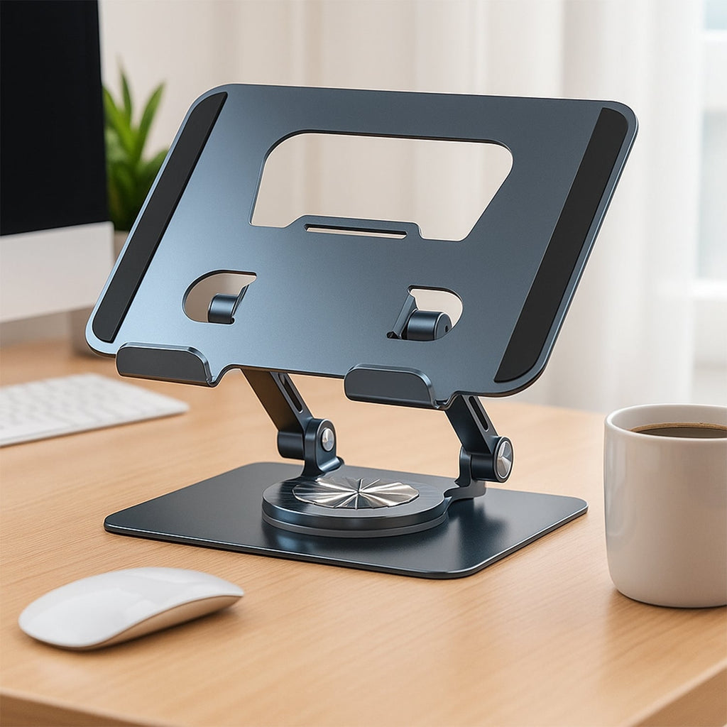 Aluminum Alloy 360°Rotating Bracket, Adjustable Laptop Stand, Portable Foldable Ergonomic Laptop Support
