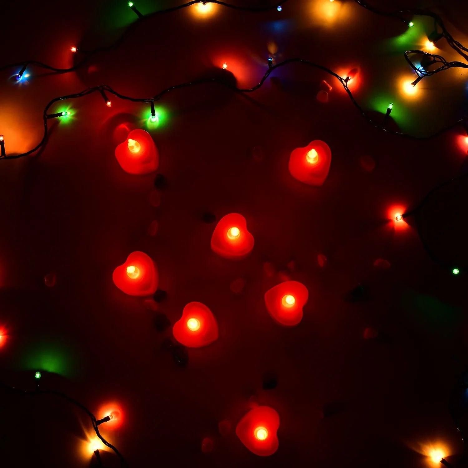 Heart-shaped LED candles for festive lighting
