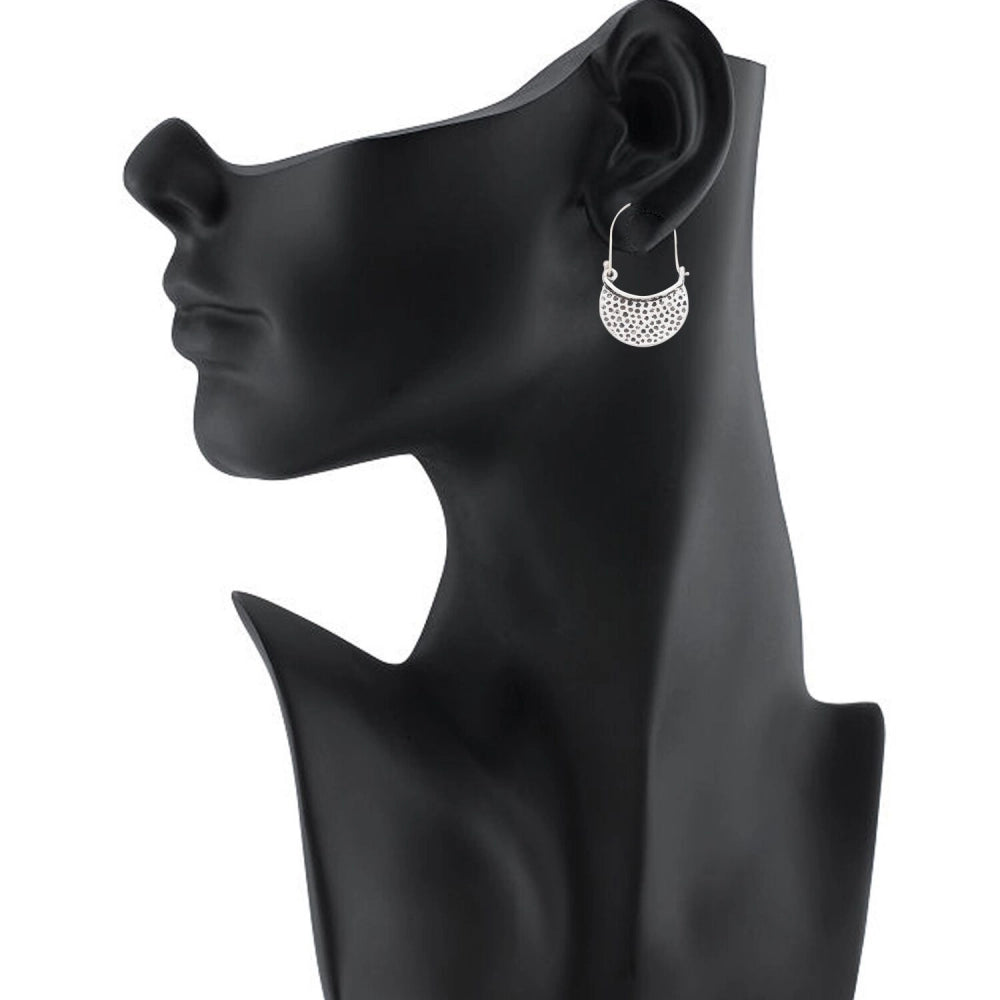 Generic Women's Silver Plated Hook Dangler Hanging Earrings-Silver
