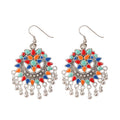 Generic Women's Oxidize Silver plated Hook Dangler Hanging Afgani Earrings-Multicolour