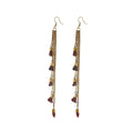Generic Women's Alloy, Beads Hook Dangler Hanging Tassel Earrings-Multi