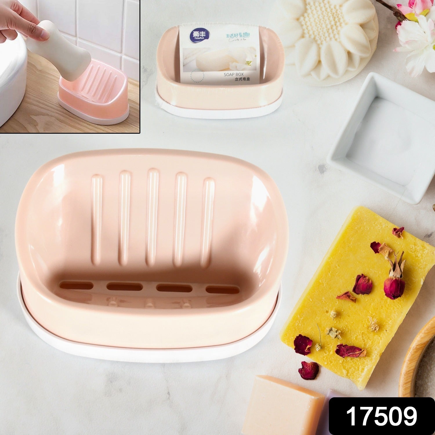 Soap Container, Soap Box Household Kitchen and Bathroom Can Use PP Material Drain Box Double Soap Dish, for Bathroom Shower Home Outdoor Camping ,Sabudani (1 Pc)