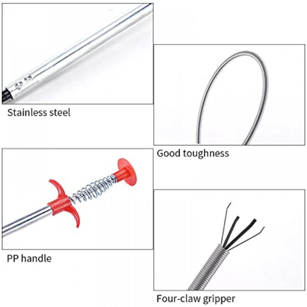 Generic Metal Wire Brush Hand Kitchen Sink Cleaning Hook Sewer Dredging Device Spring Pipe Hair Dredging Tool (Color: Assorted)