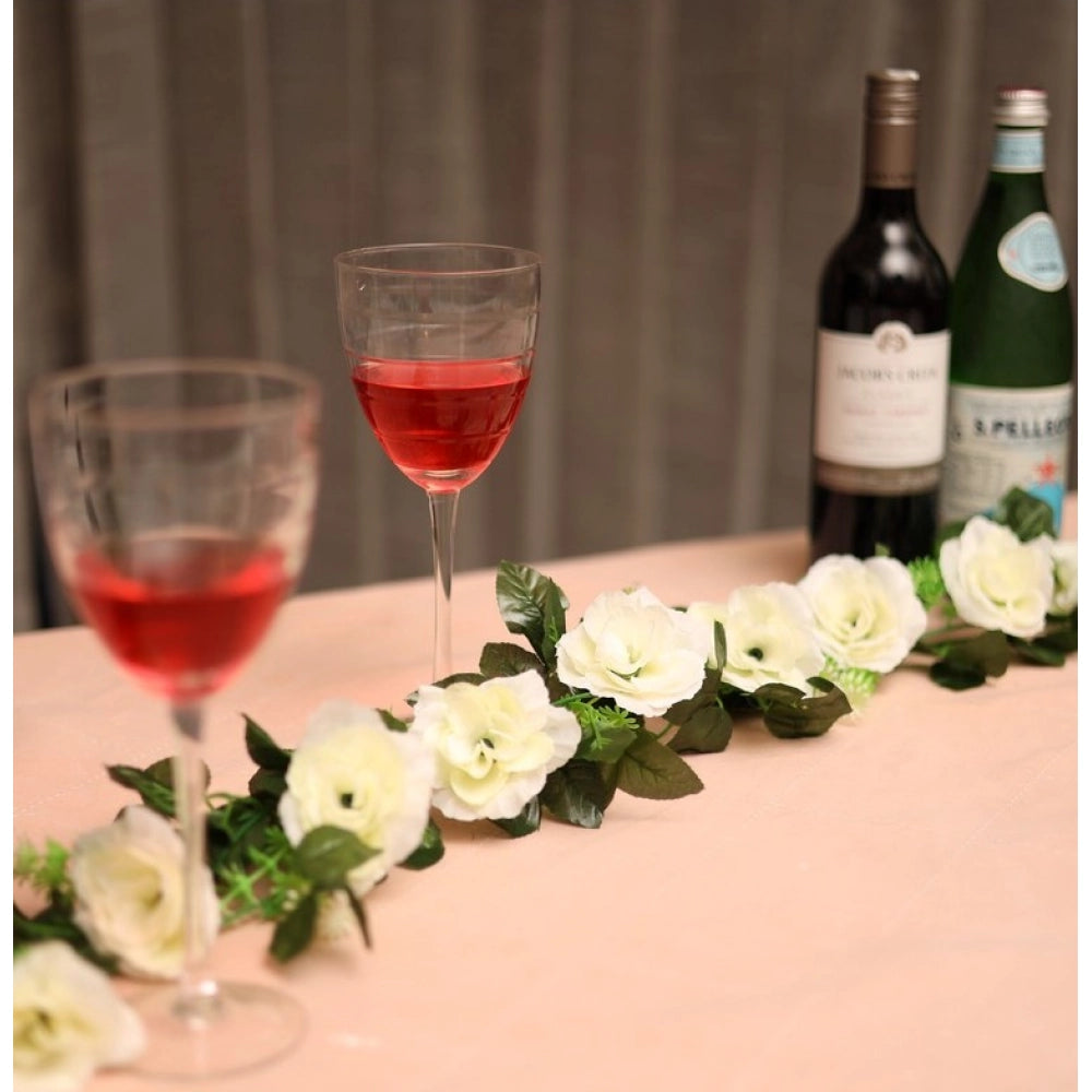 Generic Artificial White Filler Rose Vines Flowers Plants Artificial Flower Creeper Hanging Rose For Home Decoration (Color: White, Material: Silk Polyester)
