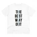 Generic Men's PC Cotton The Best Way Out Printed T Shirt (Color: White, Thread Count: 180GSM)