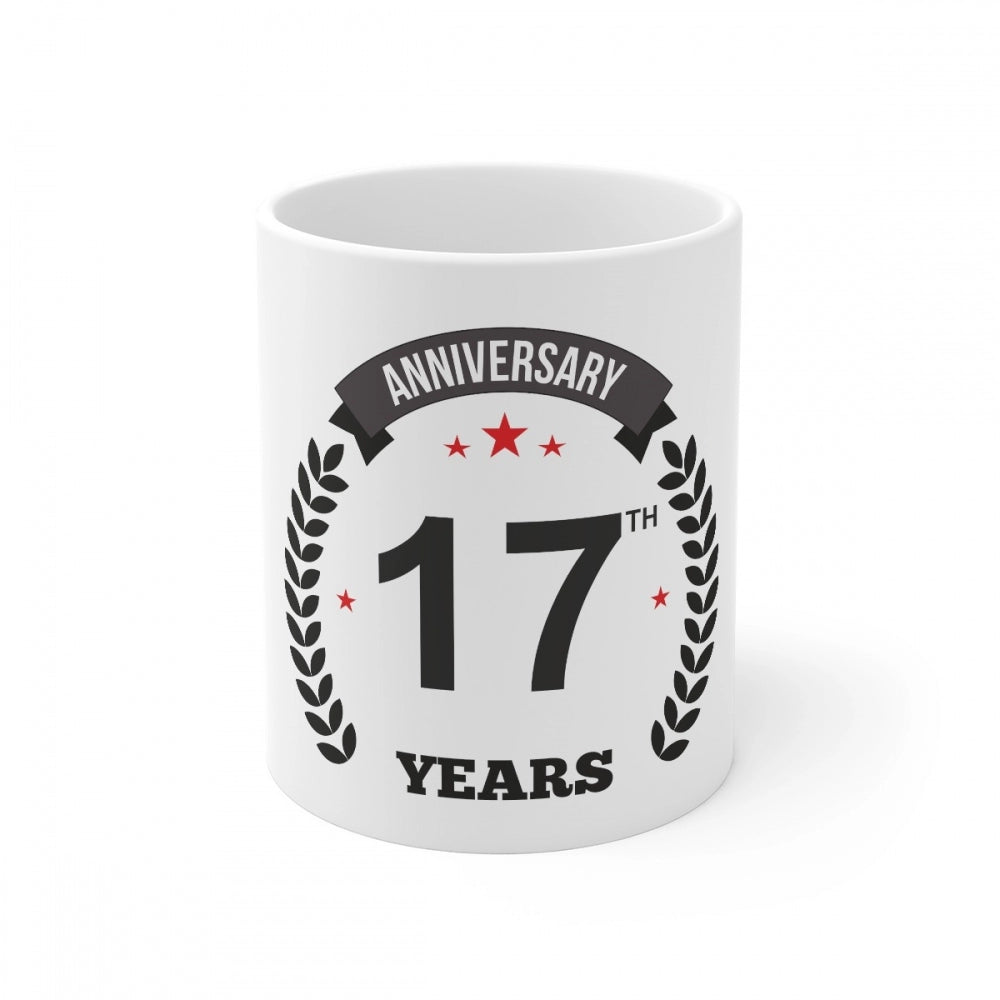 Generic Ceramic 17th Anniversary Printed Coffee Mug (Color: White, Capacity:330ml)