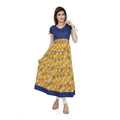 Generic Women's Cotton Printed Long Kurti (Mustard, Blue, Cotton)