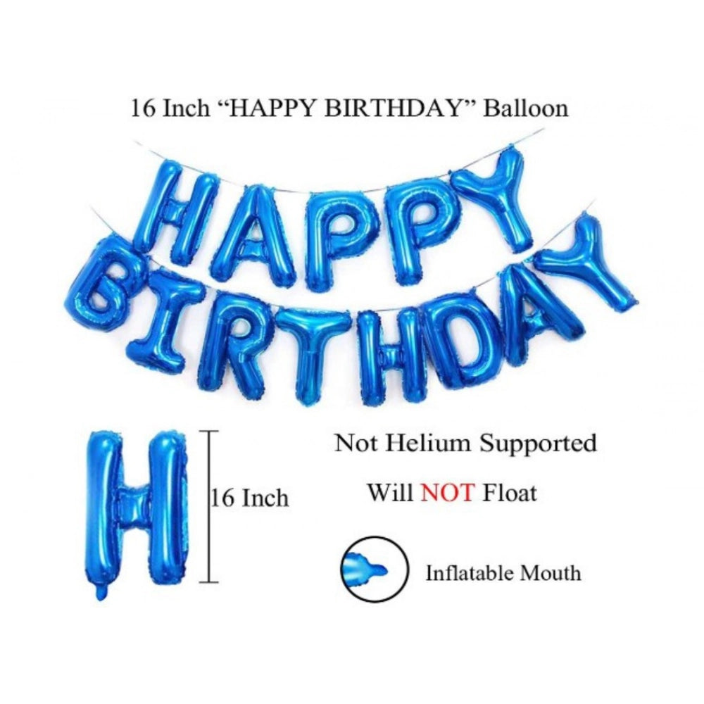 Generic 7Th Happy Birthday Decoration Combo With Foil And Star Balloons (Blue, Silver)