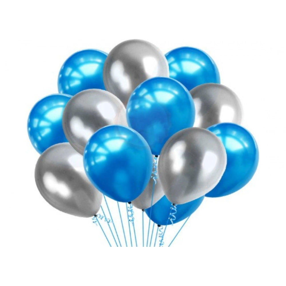 Generic 2Nd Happy Birthday Decoration Combo With Foil And Star Balloons (Blue, Silver)