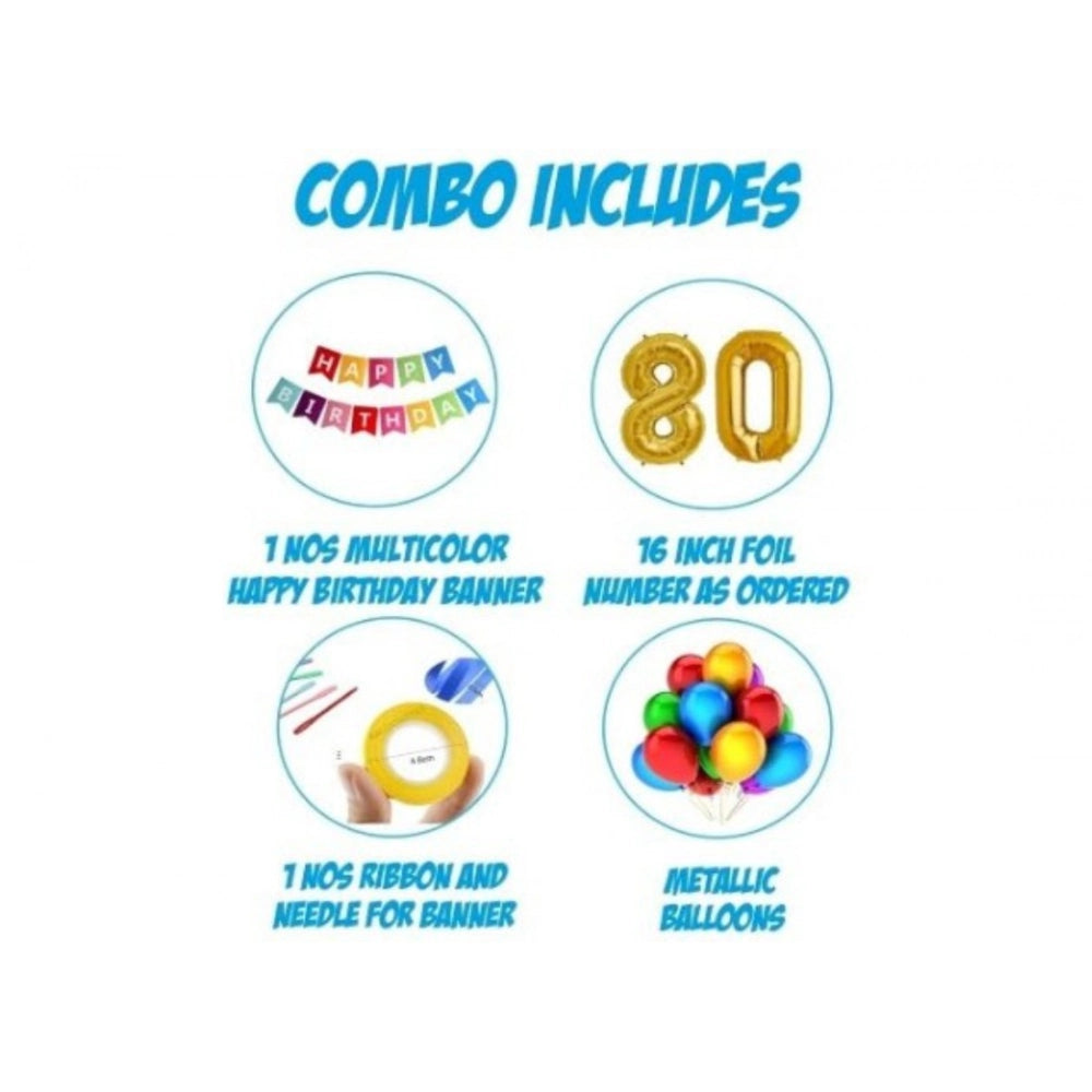 Generic 8Th Happy Birthday Decoration Combo With Multi Color Banner (Multicolor)