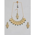 Generic Women's Rose Gold Plated Alloy Necklace &amp; Earings Set (Green)