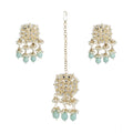 Generic Women's Rose Gold Plated Alloy Kundan Earrings &amp; Mangtikka (White)
