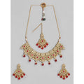 Generic Women's Rose Gold Plated Alloy Necklace &amp; Earings Set (Red)