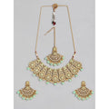 Generic Women's Rose Gold Plated Alloy Necklace &amp; Earings Set (Light Green)