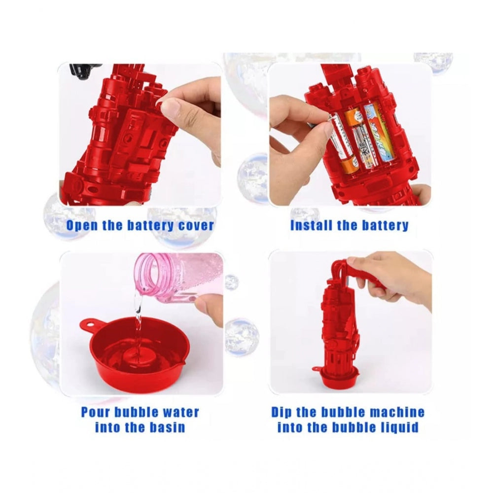 Generic Pack Of_2 Electric Gatling Bubble Gun with 8 Hole For Kids (Assorted)