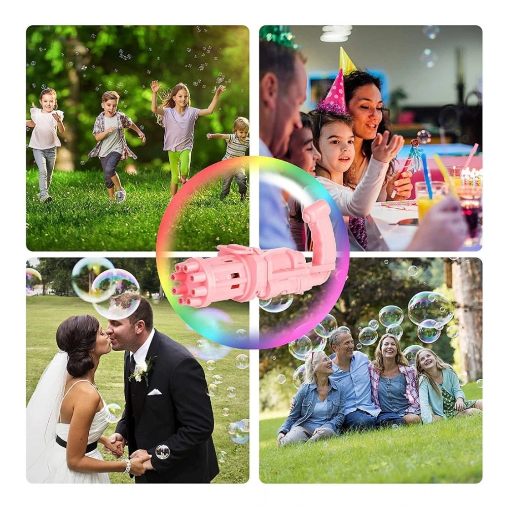 Generic Pack Of_2 Electric Gatling Bubble Gun with 8 Hole For Kids (Assorted)