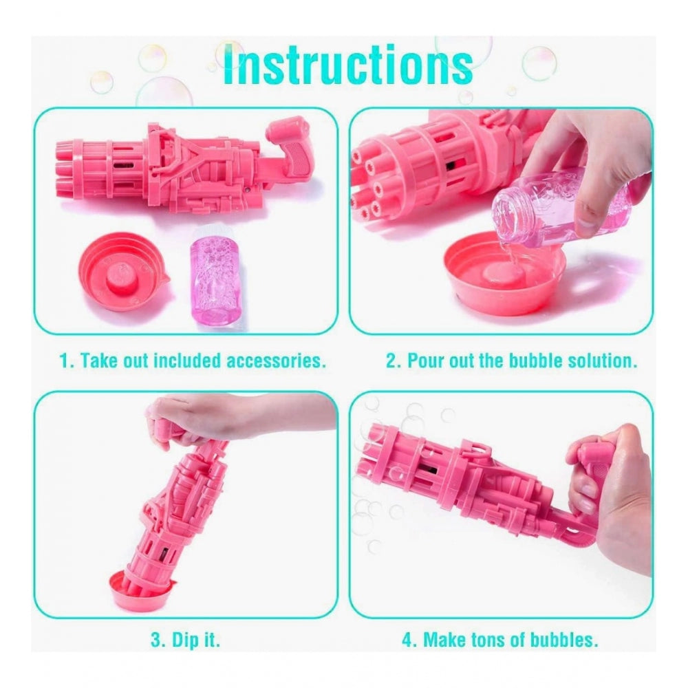 Generic Pack Of_2 Electric Gatling Bubble Gun with 8 Hole For Kids (Assorted)