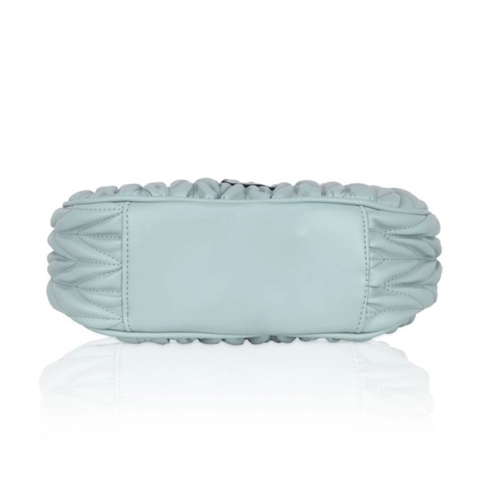 Generic Women's Faux Leather Textured Handbag (Blue)