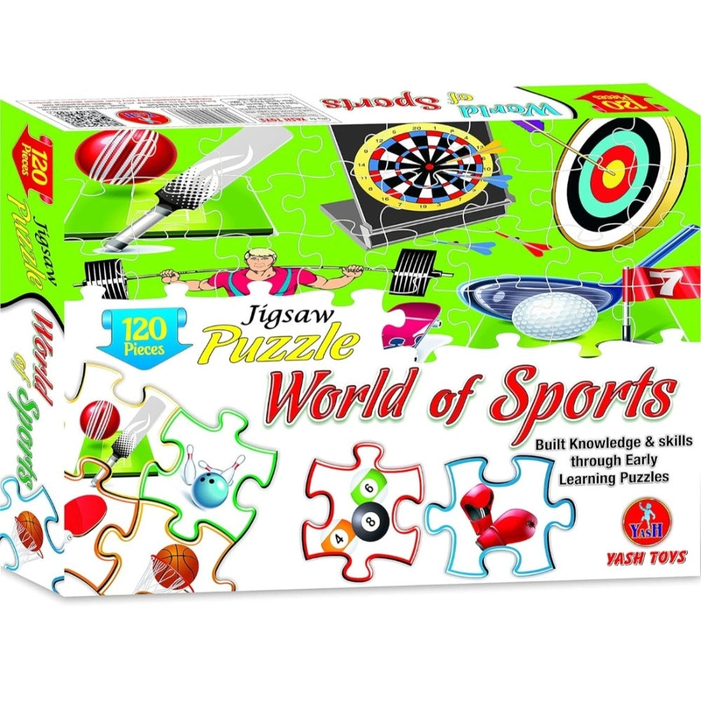120_Pcs Jigsaw Puzzle World Of Sports| Cardboard | Educational Toys | 4+ Years