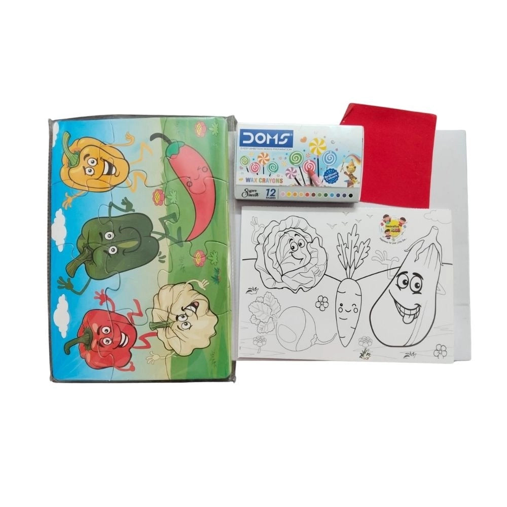 2 In 1 Puzzle &amp; Colors Vegetable |   Cardboard  |   Educational Toys| 3+ Years