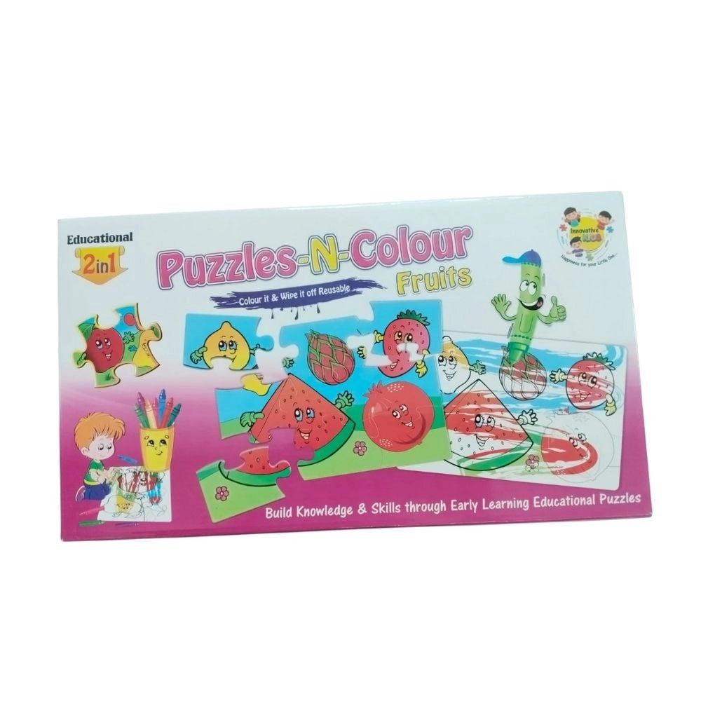 2 In 1 Puzzle &amp; ColorsFtruit |   Cardboard  |   Educational Toys| 3+ Years