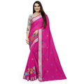 Generic Women's Cotton Silk Embroidered Saree With Unstitched Blouse 5.5Mtr (Pink)