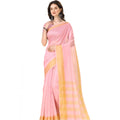 Generic Women's Cotton Silk Striped Saree With Unstitched Blouse 5.5Mtr (Multicolor)