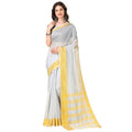 Generic Women's Cotton Silk Striped Saree With Unstitched Blouse 5.5Mtr (Silver)
