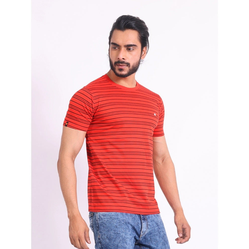 Generic Men's Casual Cotton Printed Round Neck Half Sleeve T-Shirt (Red)