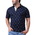 Generic Men's Casual Cotton Printed Polo Neck Half Sleeve T-Shirt (Navy)