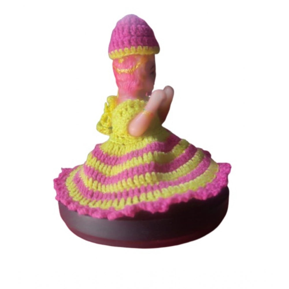 Generic Laddu Gopal Tharad Dress Size: 0 To 6 (Pink-Yellow)
